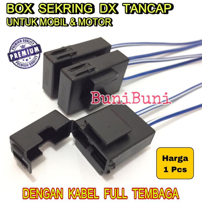 FUSE BOX / Rumah Sekring Sikring DX Tancap BESAR Untuk Mobil Motor Dengan Kabel Termbaga (FBDX2)