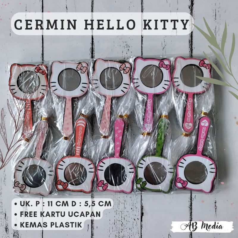 Isi 50 Souvenir pernikahan cermin gagang hello kitty / kaca karakter cinderamata nikah