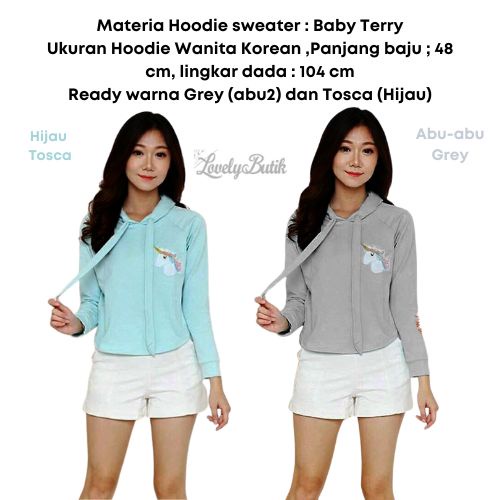 Sweater Hoodie Wanita Blouse Syle Korea Blouse Bahan Baby Terry Adem Premium Murah - Lovelybutik