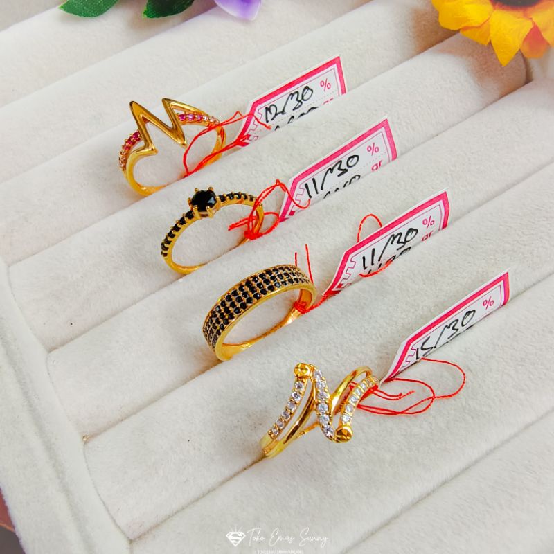 GELANG CINCIN PETIR ZIKZAK DETAK JANTUNG EMAS 300%/6K