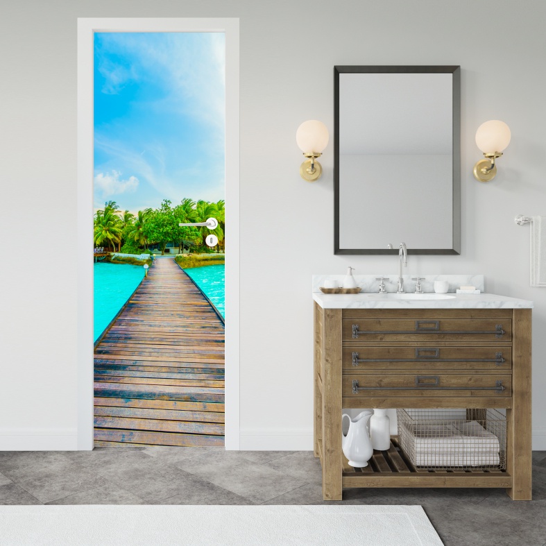 Stiker Pintu Toilet Kamar Mandi Motif 3D Wallpaper Terbaru