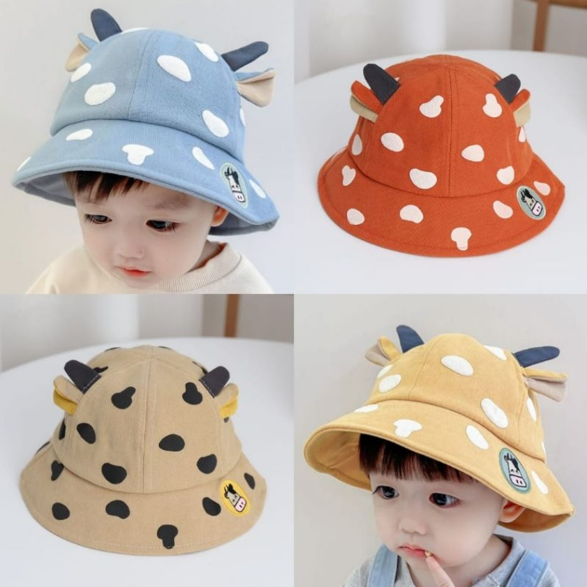 Topi Bucket 1-4 Tahun Bucket Hat Anak Motif Sapi Bordir 3D Lucu CBKS VC