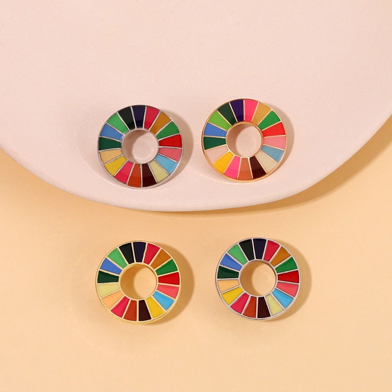 Gawang Pembangunan Lestari Kreatif Pin Enamal Pbb SDGs Pin Bros Lencana Fashion Rainbow Pin