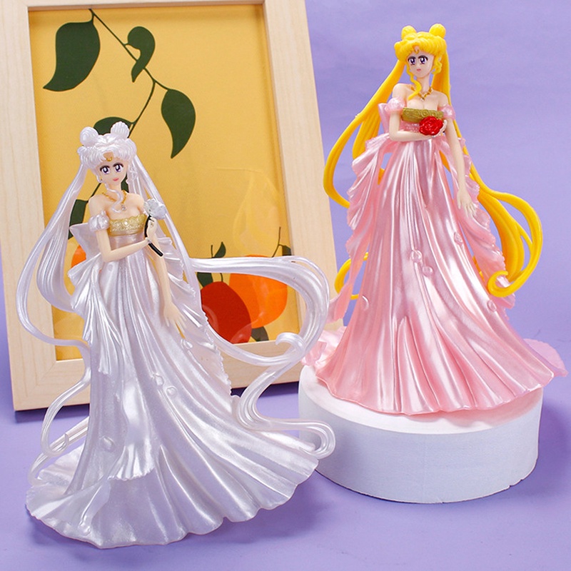 Figure Anime Sailor Moon Dengan Gaun Pengantin 15cm PVC Action Figurine Model Postur Berdiri Koleksi Kartun Mainan Untuk Anak