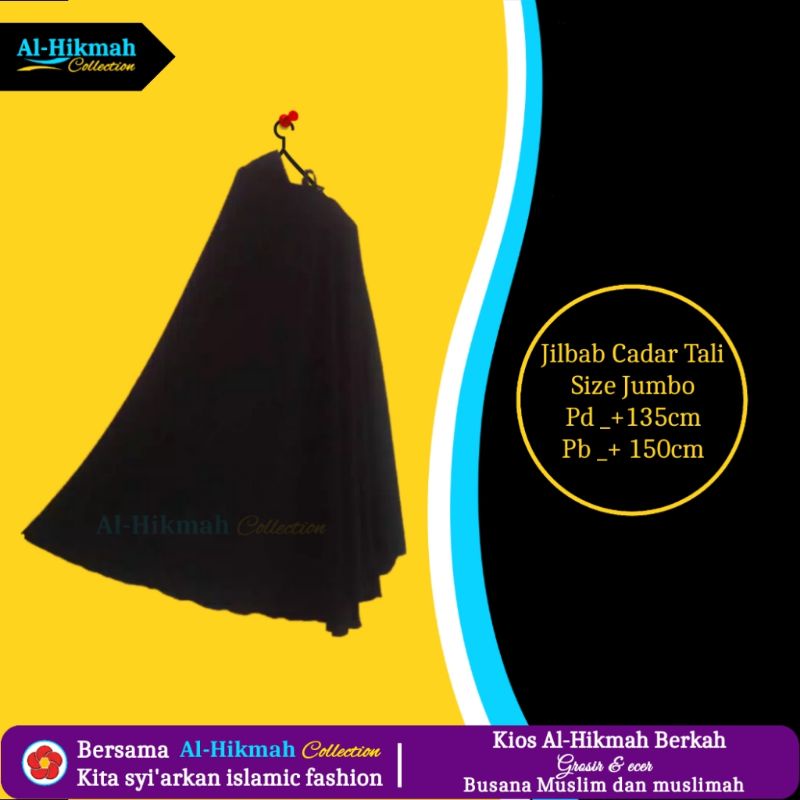 Jilbab Cadar Tali xxl Al-Hikmah Collection | Jilbab Jumbo Plus Cadar | Jilbab Cadar Tali Wolfis