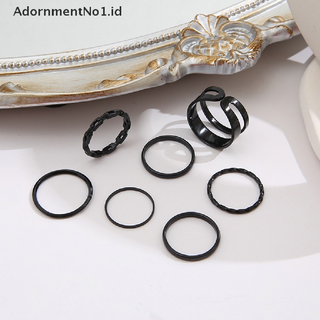 [AdornmentNo1] Vintage Gothic Metal Rings Set Untuk Wanita Gadis Geometris Retro Multi Knuckle Joint Finger Ring Kepribadian Ular Perhiasan Trendi [ID]