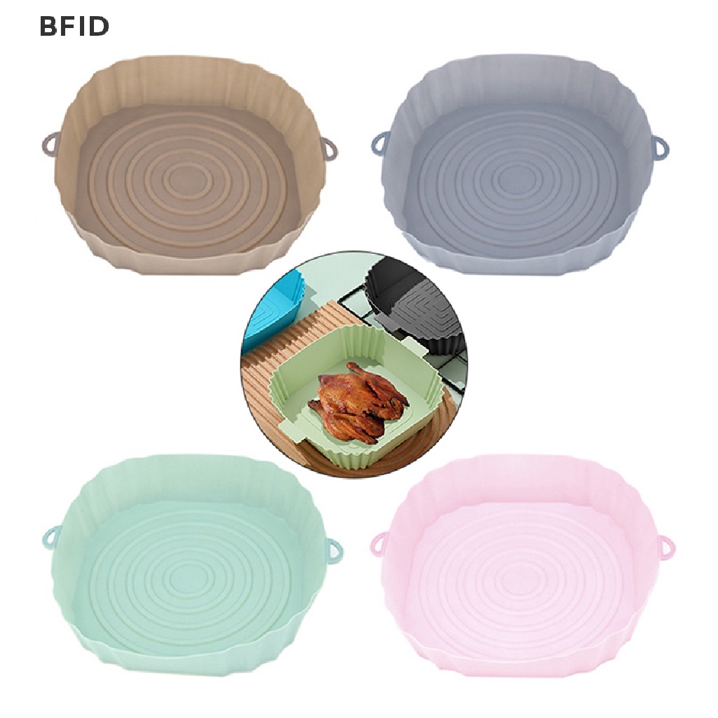 [BFID] 21 cm Air Fryers Oven Baking Tray Fried Chicken Basket Mat AirFryer Silikon Pot Bulat Pengganti Grill Pan Aksesoris [ID]