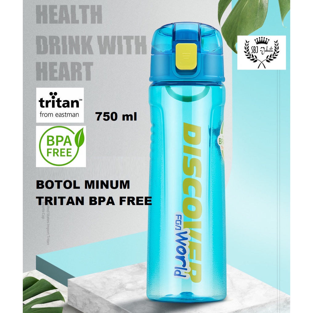 BOTOL MINUM TRITAN 100% BPA FREE FGA DISCOVER SPORT EDITION - 750ml - TANPA SEDOTAN