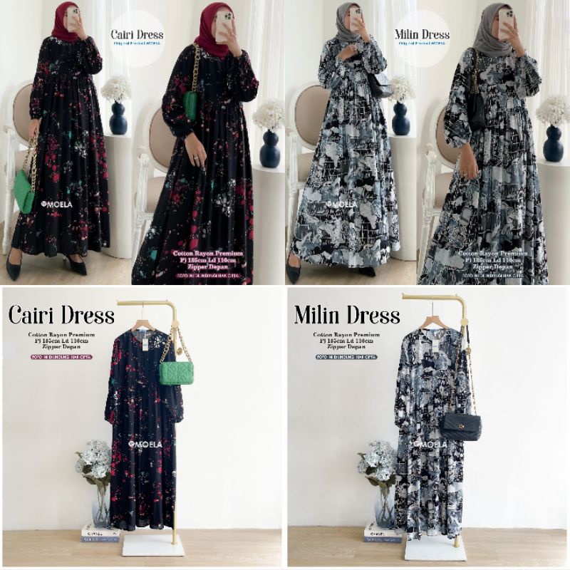Cairi Milin Dress Gamis Jumbo Allsize Busui Premium Catton Rayon Original Moela Berlabel