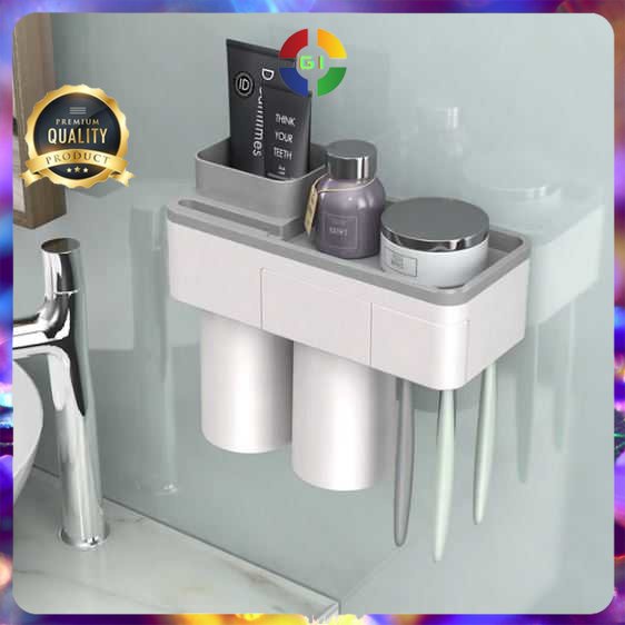 Rak Gantung Kamar Mandi Serbaguna Organizer 2 Cup Gray