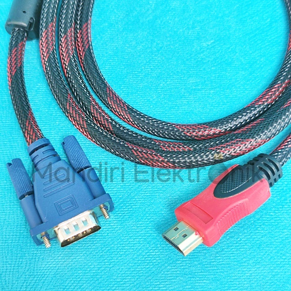 Kabel HDMI to VGA 1,5M HDMI KE VGA 1,5m 1080P FULL HD Kabel untuk TV Proyektor Laptop DVR CCTV