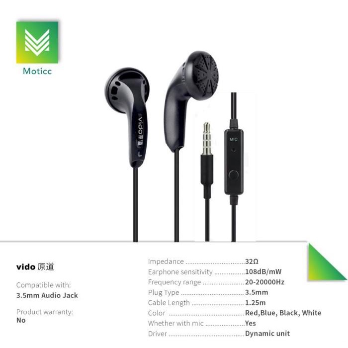 Original Earbud Vido With Mic - Earphone Kere Hore Legend
