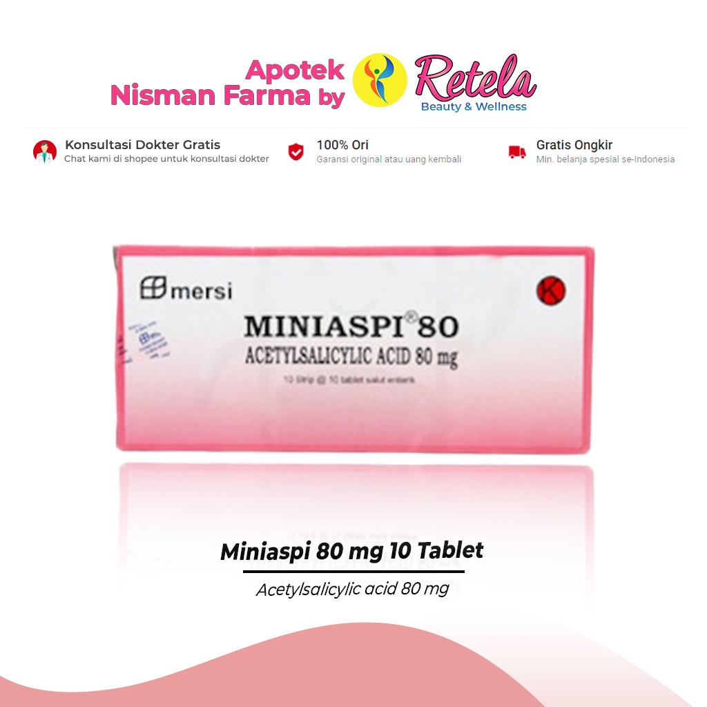 MINIASPI 80MG 1 BOX 100 TABLET ( Acetylsalicylic acid 80 mg )