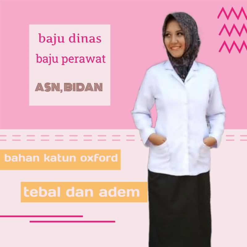 Baju dinas putih wanita,baju putih PNS/Guru,baju PPL,Bidan,Perawat