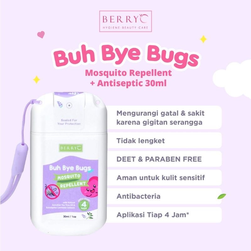 [FREE Strap] Berry C Buh Bye Bugs Mosquito Repellent Anti Nyamuk DB Serangga Bayi Anak Dewasa Traveling Pocket