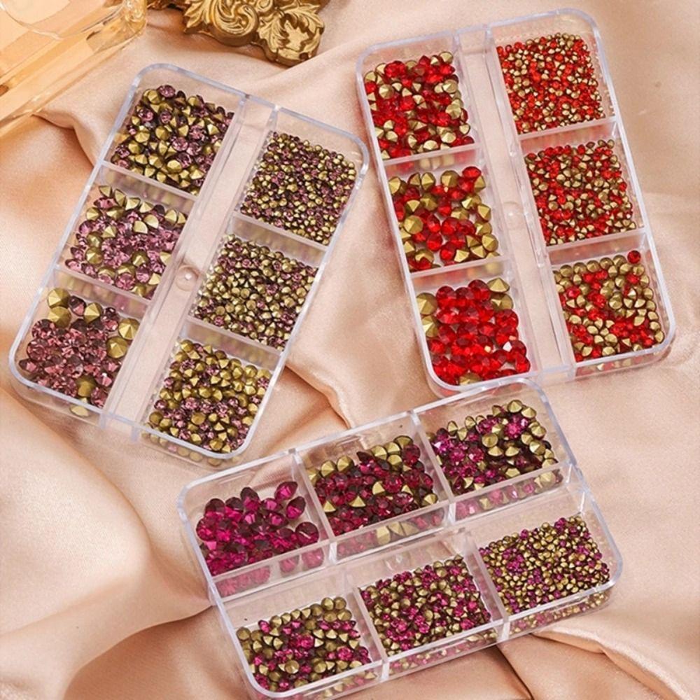 Mxbeauty Nail Rhinestones Wanita Salon Kuku Jepang Nail Art 3D Nail Drills Ukuran Campur Runcing Bawah Nail Drills