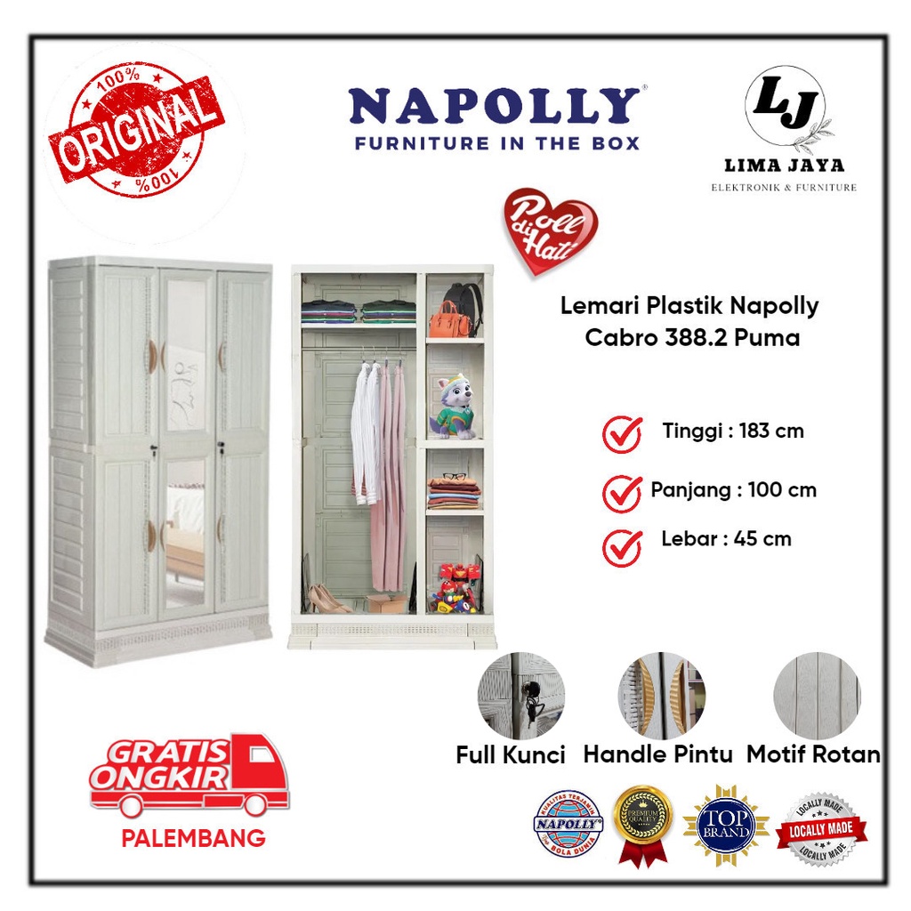 Lemari Pakaian Plastik Napolly Cabro 383.2.Puma Lemari Plastik Napolly