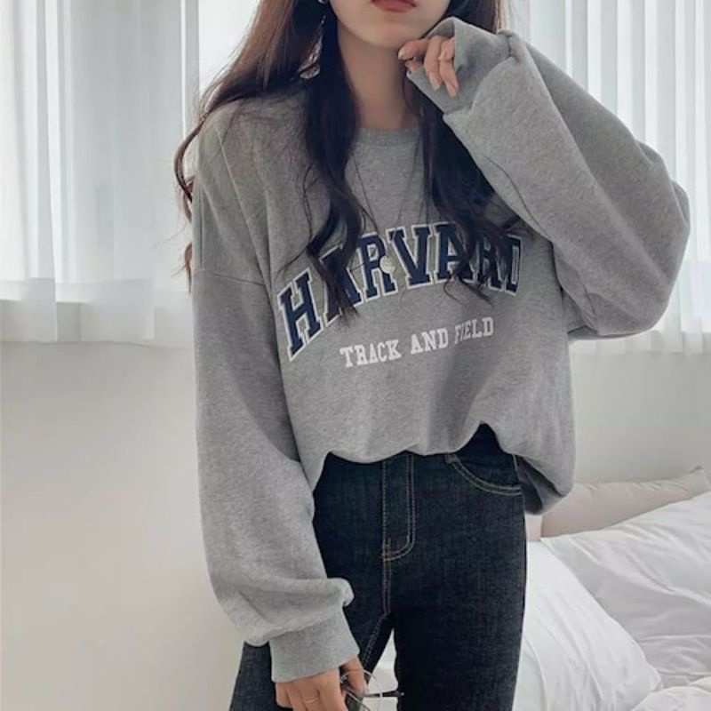Sweater Wanita Crewneck Harvard Oversize Qq
