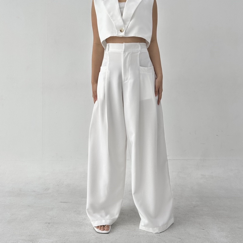 GOUW PANTS - Celana Panjang Wanita Wide Highwaist Pants Basic Korean Long Trousers Murah Posha