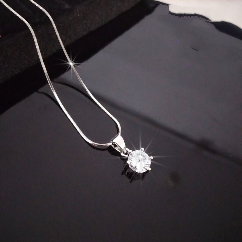 4s Grosir Solo || Kalung Silver Rhodium dengan Liontin Titanium aksen Berlian