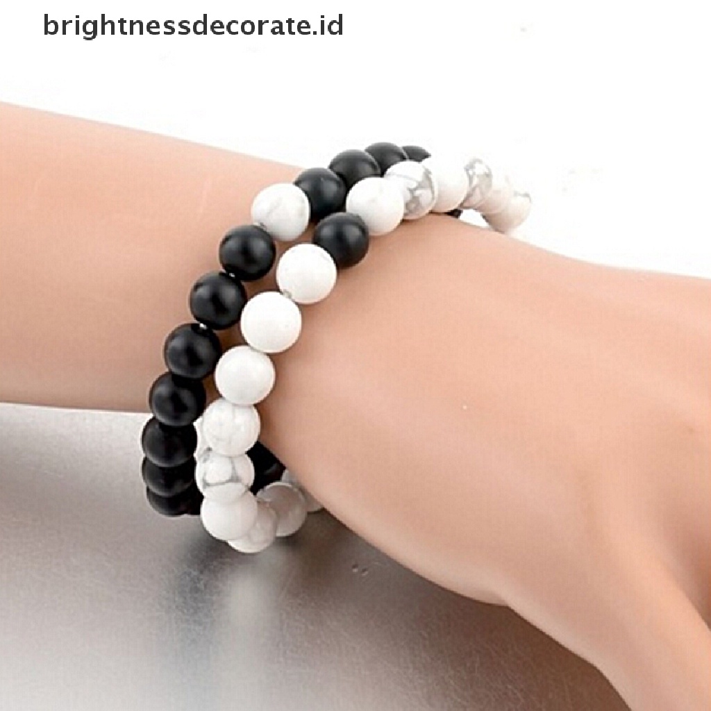 [Birth] Fashion 2Pcs Pasangan His &amp; Hers Distance Bracelet Lava Bead Matching YinYang Lovers Gift [ID]