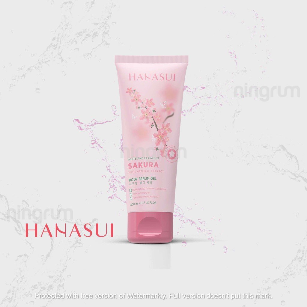 Ningrum - HANASUI Body Serum Gel 200mL | Aloe Vera Vit C Sakura | Perawatan Tubuh Gel Serum Original BPOM - 5016