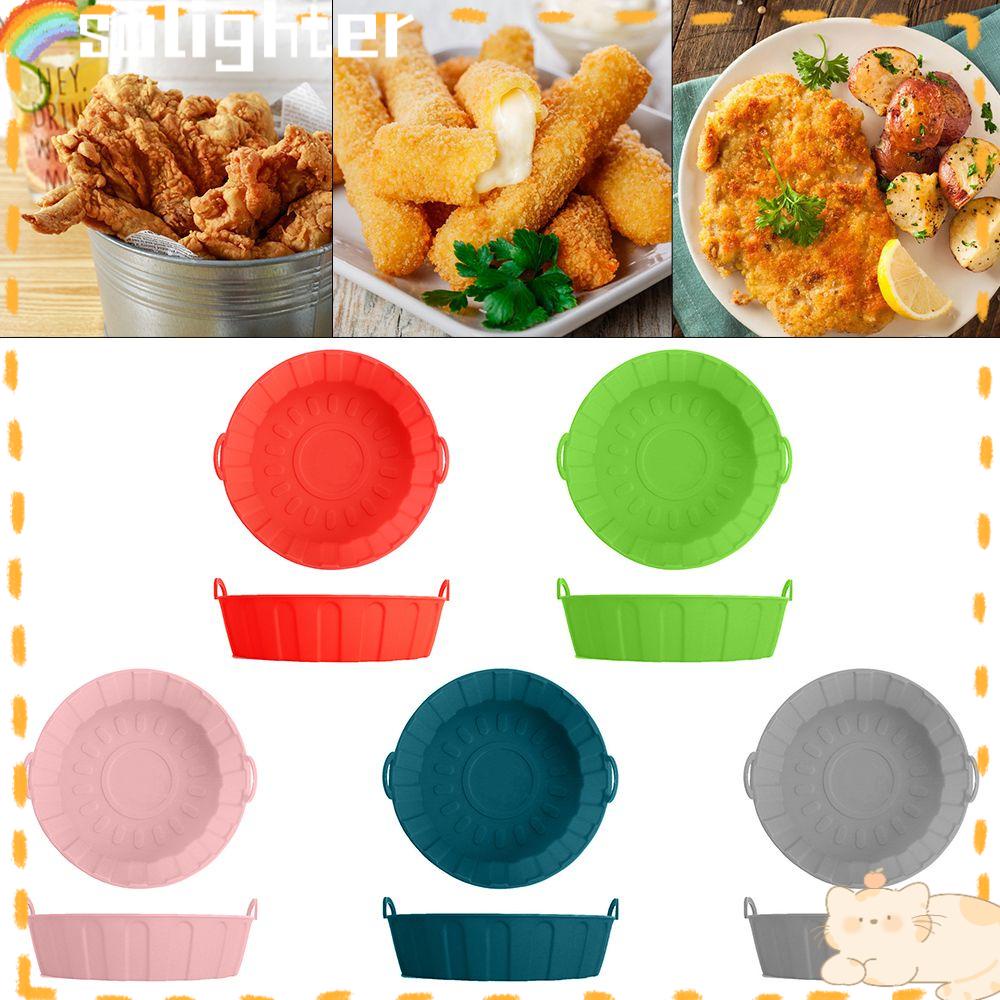 Solighter Panci Silikon Bulat Pengganti Reusable Pizza Plate AirFryer Aksesoris Baking Basket