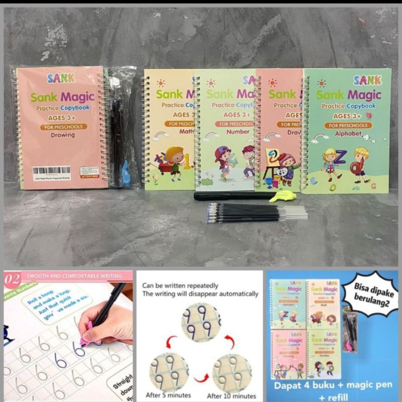 Buku Edukasi Ajaib Belajar Menulis Anak Latihan Menghitung Menggambar Tulis Huruf Dan Angka Sank Magic Practice Writing Book