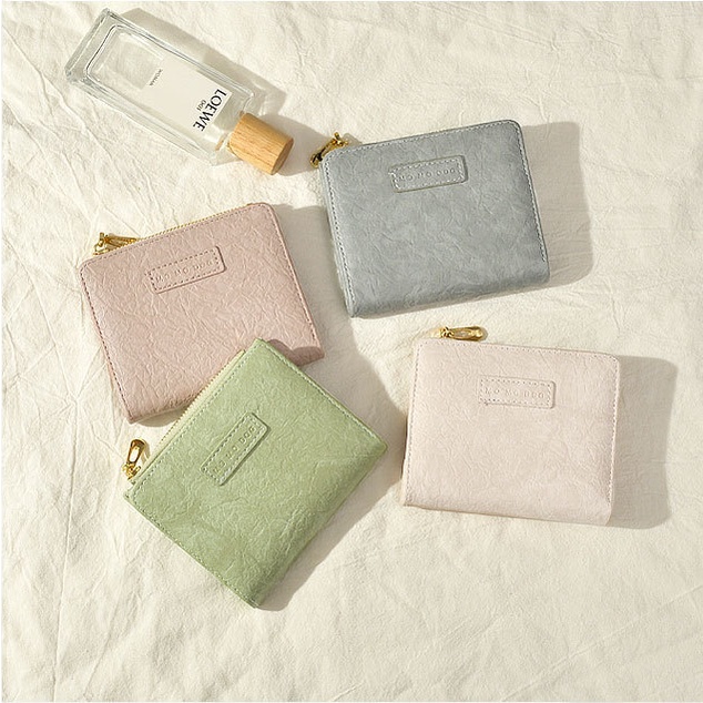Hathin Muii Dompet Wanita Kecil Bahan Kulit PU Leather Premium  Lipat Resleting Fashion Wanita Import Dompet COD