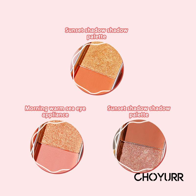 【COD】Eyeshadow Waterproof 2 Warna Matte Pearlescent Highlight Powder Eye Shadow Palette Kotak Besi Little Portable Makeup Kosmetik -CH