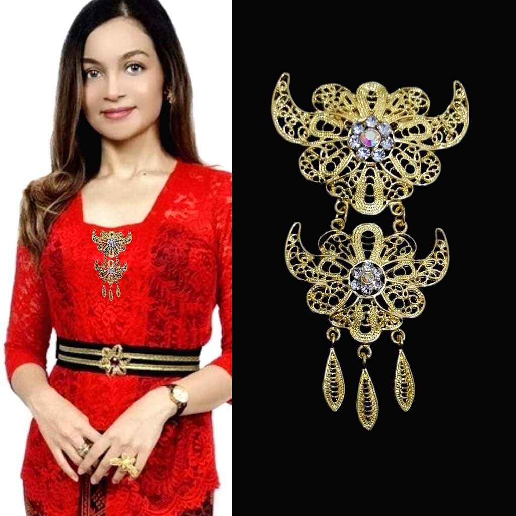 Bros Kebaya Gold Kutu Baru Jilbab Hijab Bross Kutubaru Warna Emas