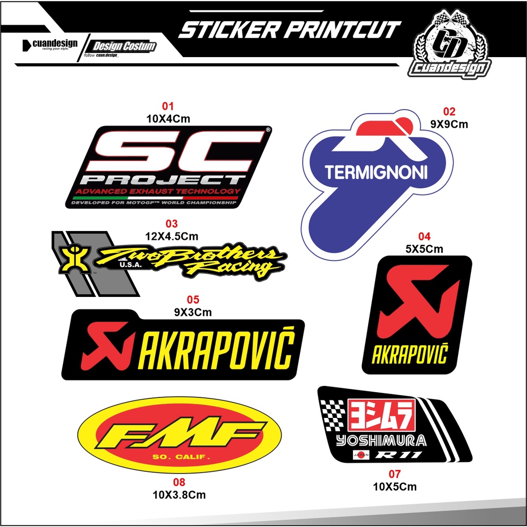 STICKER LOGO KNALPOT MOTOR STIKER GSX CBR R1 R25 R15 KTM DUCATI LEM KUAT TAHAN PANAS (HARGA PER PCS)