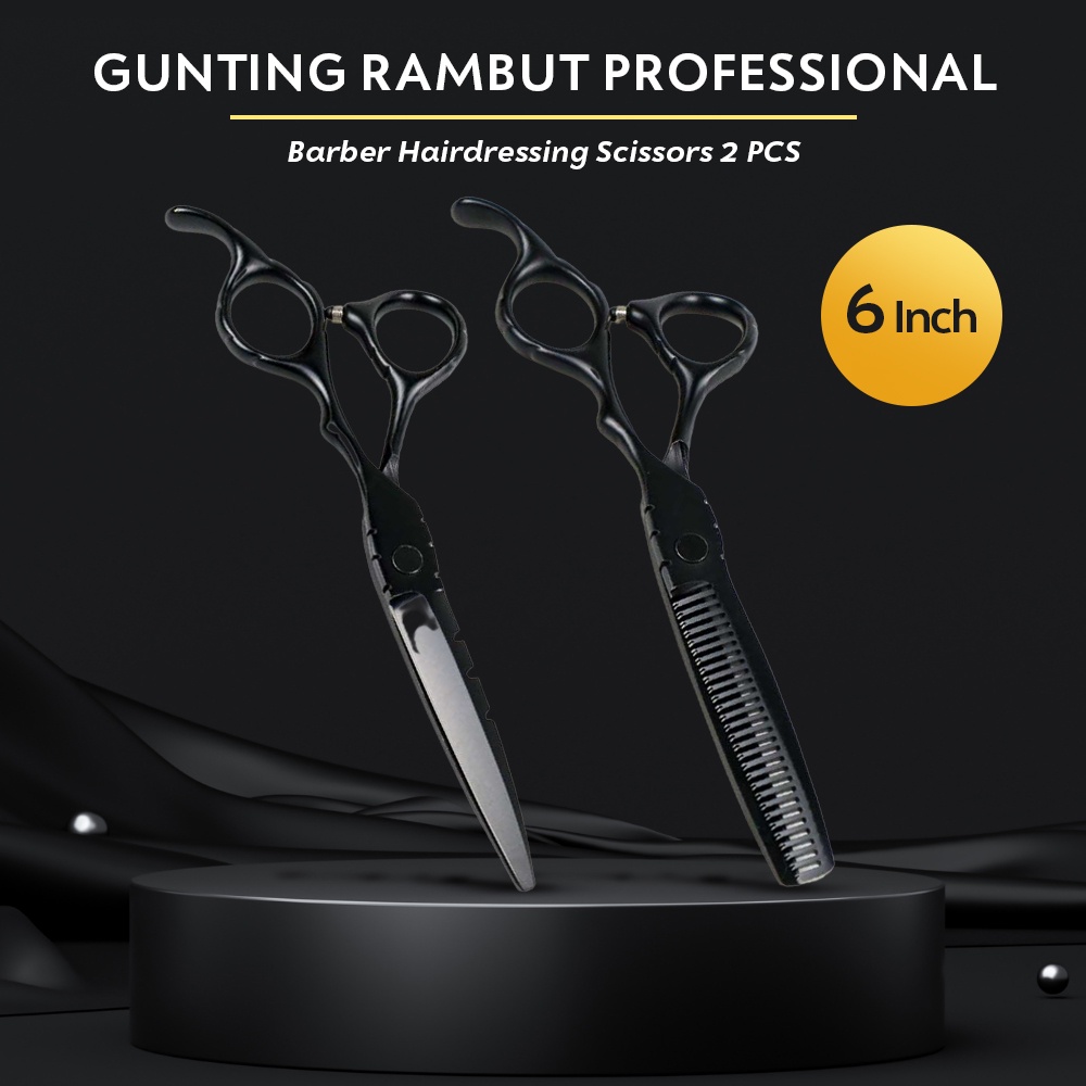 MrTiger Gunting Rambut Professional Barber Hairdressing Scissors 2 PCS/ Gunting Pangkas / Gunting Jigjag  6 Inch