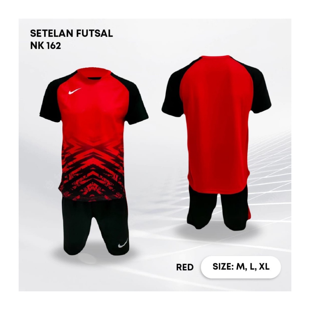 Kaos futsal pria NK162 setelan baju celana sepakbola jersey wanita dewasa t-shirt outfit seragam jarsey kostum olahraga pakaian apparel sport jersy jogging gym tenis hiking casual jersi print custom suit merah