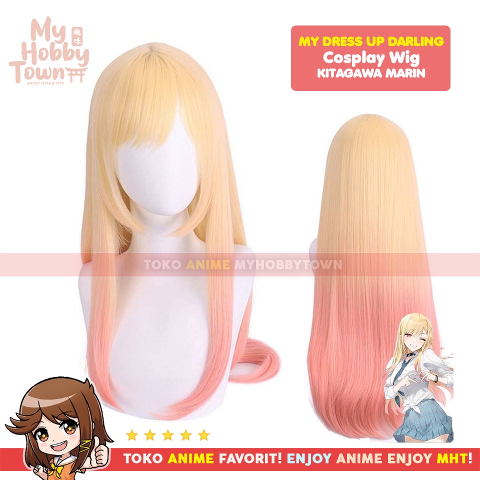 Wig Cosplay Anime My Dress Up Darling : Marin Kitagawa Ombre Rambut Palsu