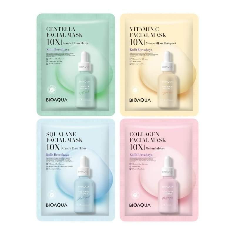BIOAQUA 10X Essence Mask Moisturizing Skin  28ml - Sheet Mask Bpom - Masker Wajah Mencerahkan - Bioa