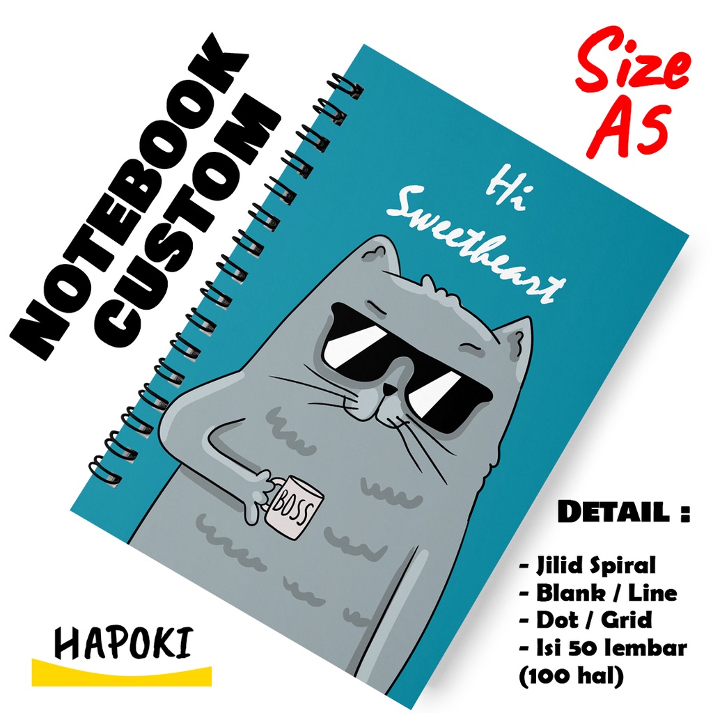 

Notes Custom A5 / Notebook A5 / Notes Spiral A5 - Isi 50 lembar Cat Series
