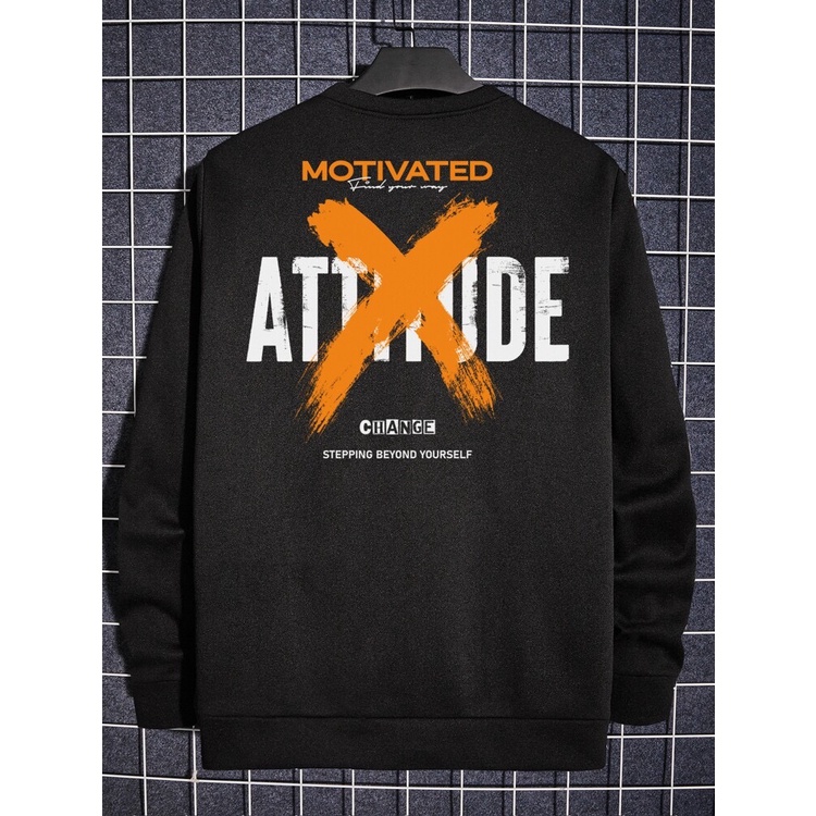 Sweatshirt Basic X ATTITUDE II Sweater Crewneck Print DTF II Size M - XL Anak &amp; Dewasa ( Pria &amp; Wanita )