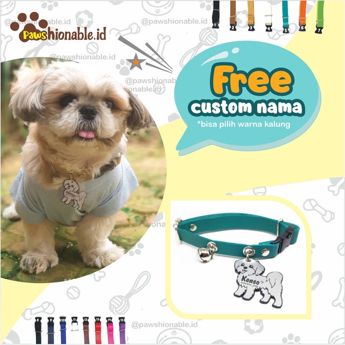 ⭐BISA COD⭐ K27 - Kalung Custom Nama Anjing Poodle Shihtzu Free Lonceng - S