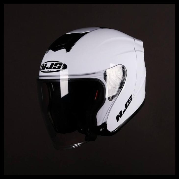 Njs Kairoz White Solid | Helm Half Face Putih Glossy Original Polos