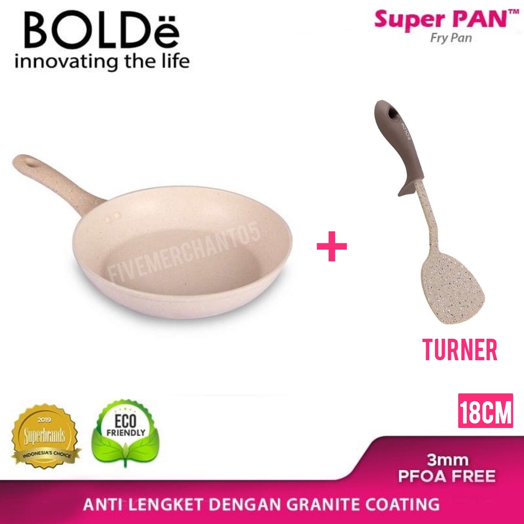 Frypan Bolde Superpan 18cm Fry Pan Wajan Penggoreng Ceramic Coating 18 Beige Non Stick Anti Lengket Penggorengan