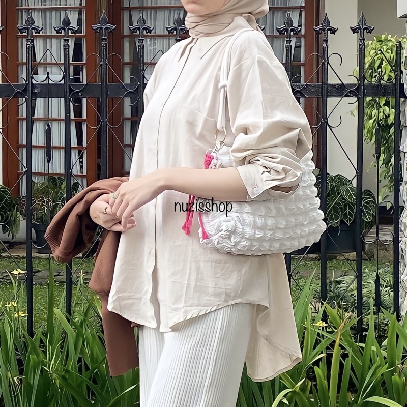 NUZI - Kemeja Oversized Linen Import Shirt Import Korean Style