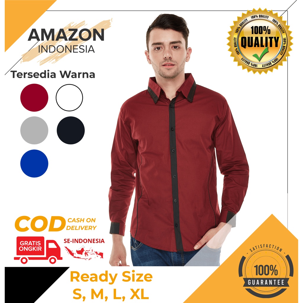 YANG LAGI HITS DICARI GAN Termurah Xman James Man Kemeja Pria Cowo Kantor Kasual Formal Lengan I.625