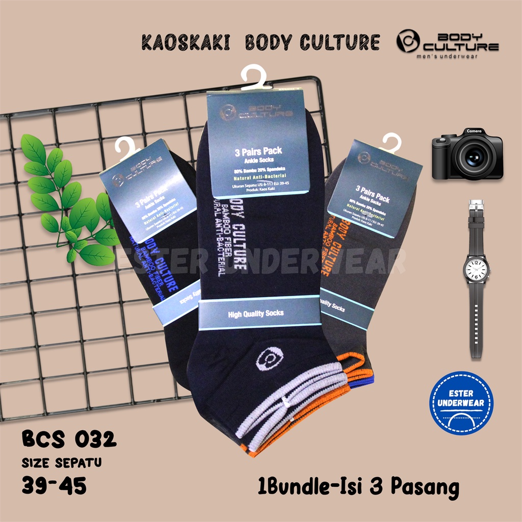 Kaos kaki Ankle Sock Body Culture  BCS032 Bundle Isi 3 Pasang