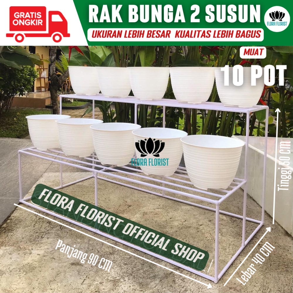 RAK BUNGA BESI TANAMAN HIAS BESI RAK TAMAN Minimalis 2 susun
