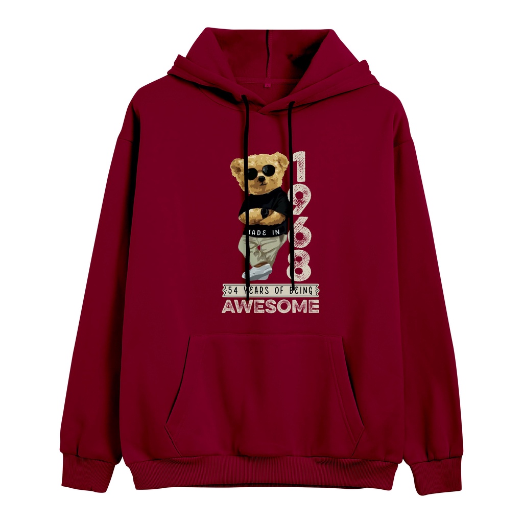 Bear Awesome 1968 Jumper Hoodie Anak II Jaket Hoodie Anak Viral II Sweater Hoodie Kids Size M - XL ( Laki Laki &amp; Peremepuan )