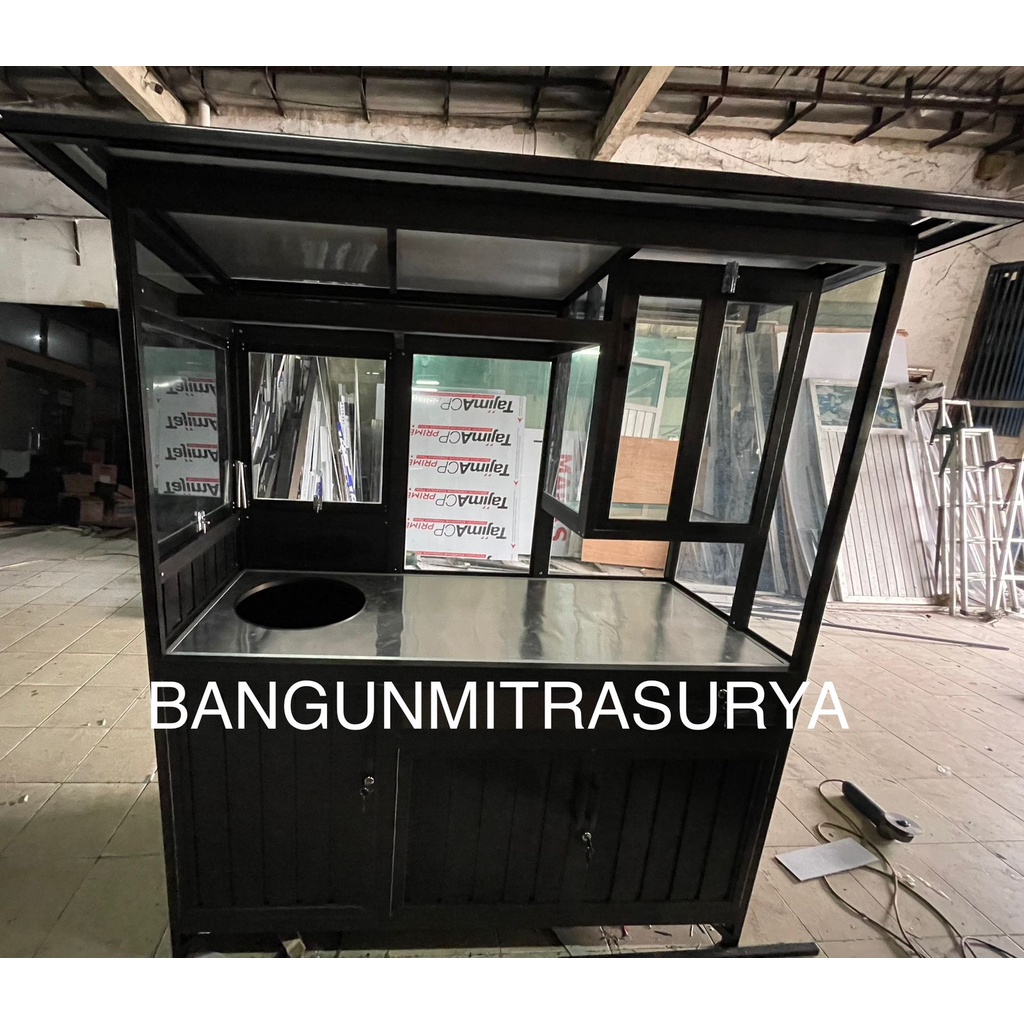 Gerobak Soto Ayam P.150 L.60 T.170 Warna Coklat Tanpa Roda , Sesuai Gambar, Dandang, Gantungan Ayam 