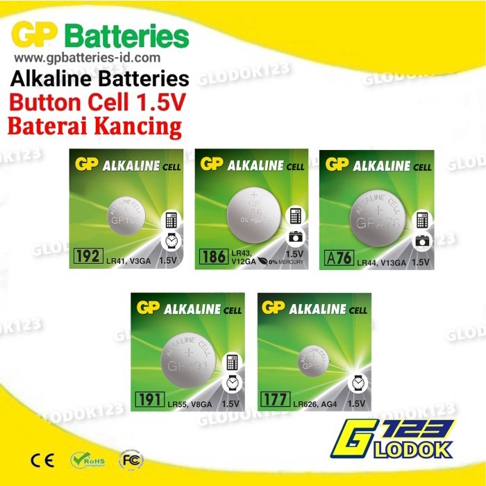 Baterai Battery Batre Jam Kancing Koin Bulat LR41 LR43 LR44 LR55 LR626