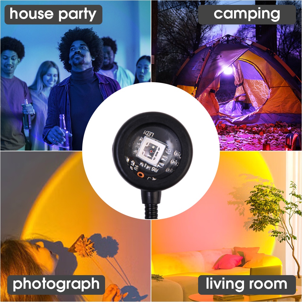 Lampu Proyektor Sunset Romantis LED USB Tiktok Dekorasi Rumah Lampu Malam Portable Mood Light Untuk Kamar Tidur Ruang Tamu Fotografi 14mode Lampu Neon Hiasan Dinding Fotografi Backgr