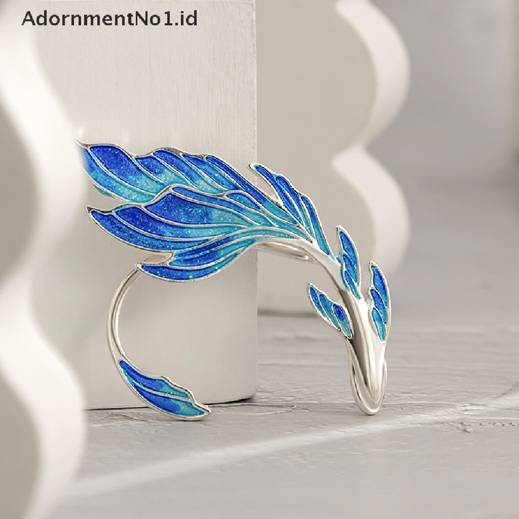 [AdornmentNo1] Punk Kreatif Gradien Biru Telinga Ikan Cuff Klip Anting Untuk Wanita Fashion Tidak Teratur Geometris Telinga Klip Perhiasan Pesta [ID]